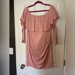 Pink blush maternity long sleeve dress